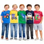 T2F Boys Cotton T-Shirts Pack of 5 |Soft Cotton Breathable Fabric | Half Sleeve Round Neck | Multicolor Casual Wear Combo | Kids Clothing for 2–16 Years