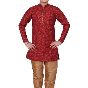 Pro-Ethic Style Developer Handloom Jacquard Silk Kurta Set for Boys | Traditional Ethnic Wear | Indian Dress for Kids | Pack of 1 (S-117)