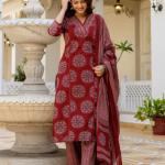 Anouk Women Printed Regular Mirror Work Pure Cotton Kurta with Palazzos & With Dupatta
