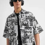 Highlander  Highlander Men Black Printed Boxy Fit Casual Shirt