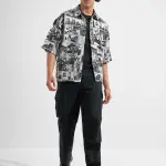 Highlander  Highlander Men Black Printed Boxy Fit Casual Shirt