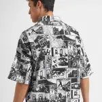 Highlander  Highlander Men Black Printed Boxy Fit Casual Shirt