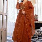 Keitra Women Floral Embroidered Panelled Kurta with Trousers & With Dupatta