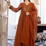 Keitra Women Floral Embroidered Panelled Kurta with Trousers & With Dupatta